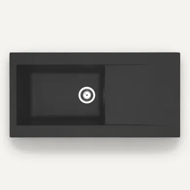 Evier résine 1 bac EINNA 100 x 50 cm noir vue de face