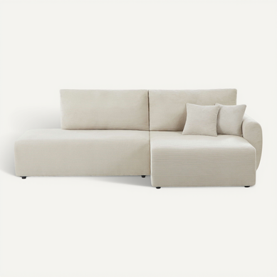 Canapé D'angle Droit Ouvert Convertible Danilo 4 Places Velours Côtelé Beige Canapé D'angle Droit Ouvert Convertible Danilo 4 Places Velours Côtelé Beige