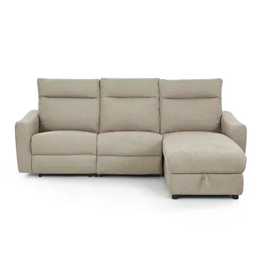Canapé D'angle Droit Relax électrique Horos 4 Places Tissu Chenille Beige