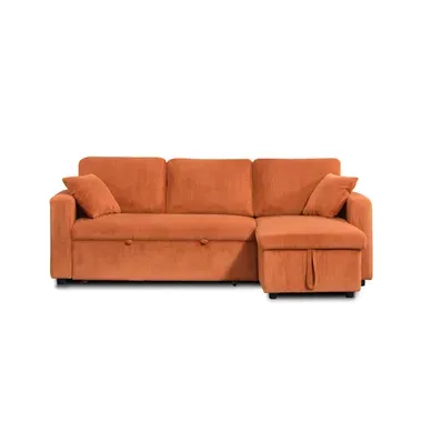 Canapé D'angle Convertible Et Réversible Aspen 4 Places Velours Côtelé Terracotta Canapé D'angle Convertible Et Réversible Aspen 4 Places Velours Côtelé Terracotta