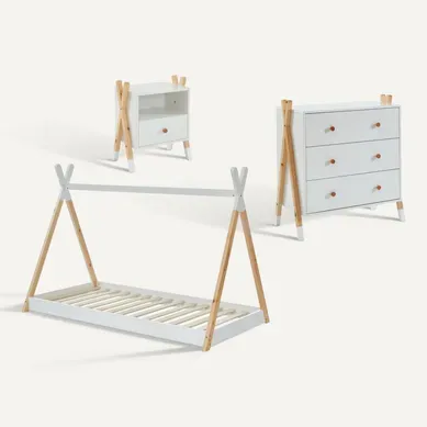 Ensemble Chambre Enfant Tipi Blanc Lit Chevet Et Commode Ensemble Chambre Enfant Tipi Blanc Lit Chevet Et Commode
