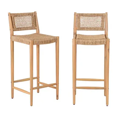 Lot De 2 Tabourets De Bar Intérieur/extérieur En Bois H76cm