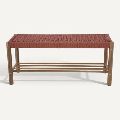 Banc Intérieur Et Extérieur Tongo En Bois D'acacia Et Corde Terracotta Banc Intérieur Et Extérieur Tongo En Bois D'acacia Et Corde Terracotta