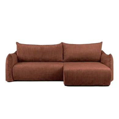 Canapé D'angle Convertible Et Réversible Gloria 4 Places Velours Côtelé Terracotta Canapé D'angle Convertible Et Réversible Gloria 4 Places Velours Côtelé Terracotta