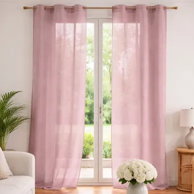 Voilage Poly-lin Uni Fluide - 140x240 Cm - Vieux Rose Voilage Poly-lin Uni Fluide - 140x240 Cm - Vieux Rose