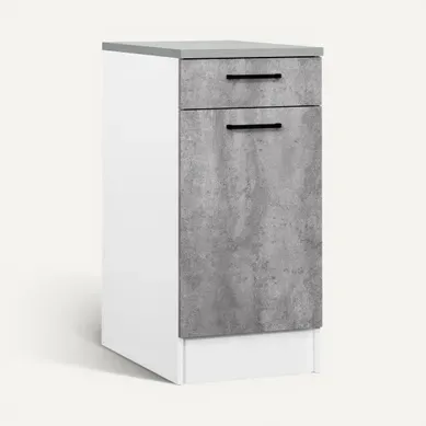 Bas 40 cm 1 porte 1 tiroir MALICE gris béton Bas 40 cm 1 porte 1 tiroir MALICE gris béton vue 3/4