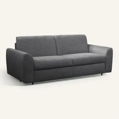 Canapé convertible express 3 places CLAYVE tissu anthracite matelas 13 cm Canapé convertible express 3 places CLAYVE tissu anthracite matelas 13 cm vue 3/4
