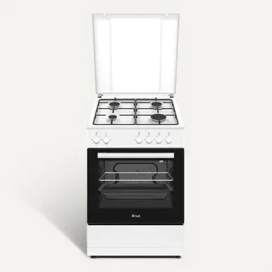 Cuisinière mixte AYA ACM66GW 4 foyers 62L Blanc vue de face