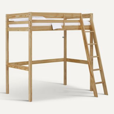Lit Mezzanine 90x190 cm BLOOM en pin massif naturel Lit Mezzanine 90x190 cm BLOOM en pin massif naturel vue 3/4