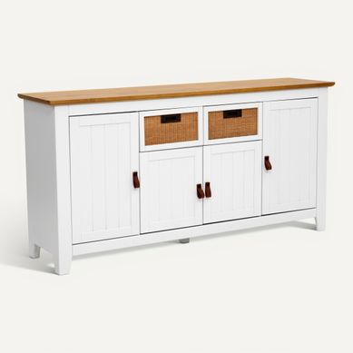 Buffet L 160 CAROL Blanc / imitation chêne Buffet L 160 CAROL Blanc / imitation chêne vue 3/4