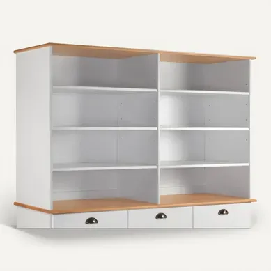 Réhausse L. 160 cm STANFORD Blanc / miel vue 3/4