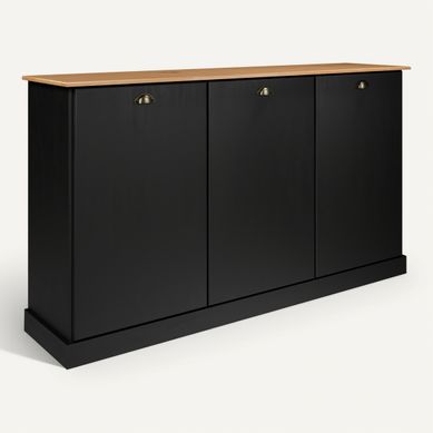 Buffet 3 portes STANFORD Noir / miel Buffet 3 portes STANFORD Noir / miel vue 3/4
