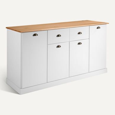 Buffet 4 portes / 1 tiroir STANFORD Blanc / miel Buffet 4 portes / 1 tiroir STANFORD Blanc / miel vue 3/4