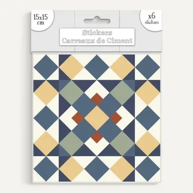 6 Stickers Carreaux De Ciment - 15 X 15 Cm - Jaune Et Marron 6 Stickers Carreaux De Ciment - 15 X 15 Cm - Jaune Et Marron