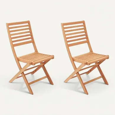 Lot De 2 Chaises De Jardin Pliantes En Bois D’eucalyptus Fsc Lot De 2 Chaises De Jardin Pliantes En Bois D’eucalyptus Fsc
