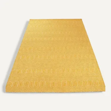 Tapis Tissé Main Silwan En Coton - Jaune Moutarde - 200x300 Cm