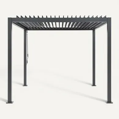 Pergola Bioclimatique Gaya - Structure En Aluminium Et En Acier - 290x290xh240 Cm - Gris