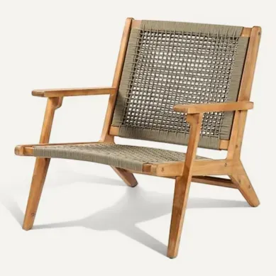 Fauteuil Bas En Bois D'acacia Fsc Et En Résine Tressée - 1 Personne - Merida - Vert Olive Fauteuil Bas En Bois D'acacia Fsc Et En Résine Tressée - 1 Personne - Merida - Vert Olive