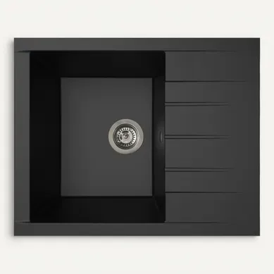 Evier résine 1 bac CUBE 62 x 50 cm noir vue de face