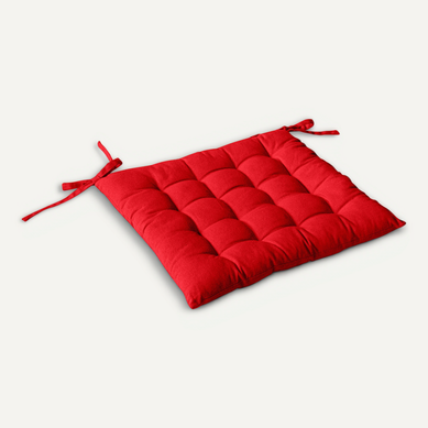 Galette De Chaise Piquée 16 Points En Coton Et Nouettes - 38x38 Cm - Rouge Galette De Chaise Piquée 16 Points En Coton Et Nouettes - 38x38 Cm - Rouge