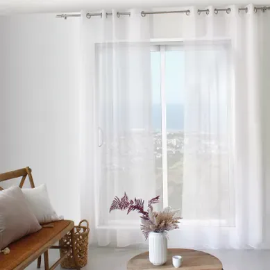 Voilage Aux Fils Tissés Argentés - 140x240 Cm - Blanc