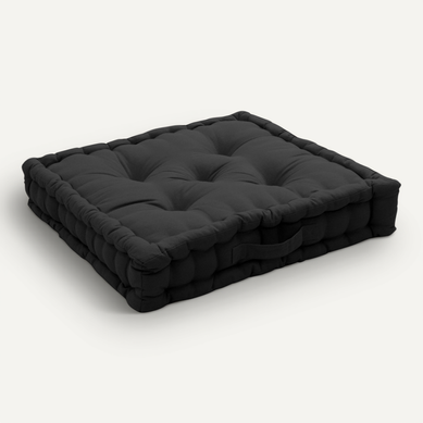 Coussin De Sol Uni En Pur Coton - 50x50x10 Cm - Gris Anthracite