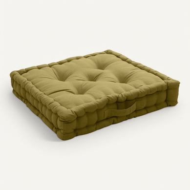 Coussin De Sol Uni En Pur Coton - 50x50x10 Cm - Bronze