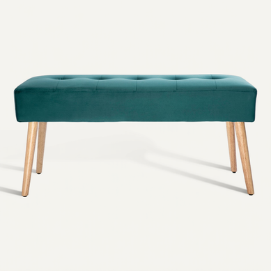 Banc Scandinave Capitonné En Tissu Velours Bleu Pétrole Et Bois Clair L96 Cm Guesta Banc Scandinave Capitonné En Tissu Velours Bleu Pétrole Et Bois Clair L96 Cm Guesta