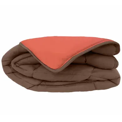 Couette Hiver 260x240 Cm Cocoon Bicolore Chocolat/corail Garnissage Fibre Polyester 400g/m2