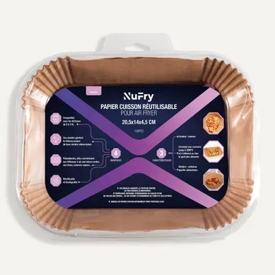 Papier cuisson pour Air Fryer NUFRY PAPEREC x100 Papier cuisson pour Air Fryer NUFRY PAPEREC x100 vue de face