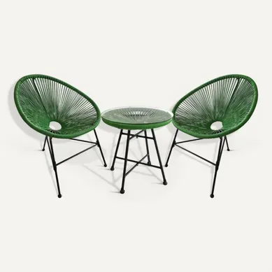 Acapulco - Ensemble De 2 Fauteuils Et Table Basse Vert Acapulco - Ensemble De 2 Fauteuils Et Table Basse Vert