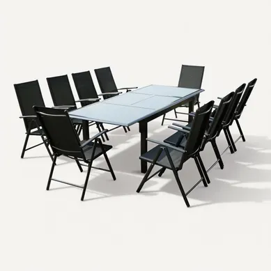 Ravenne - Salon De Jardin Extensible 10 Places En Aluminium Gris