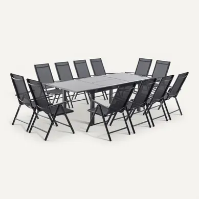 Ravenne - Salon De Jardin Extensible 12 Places En Aluminium Gris