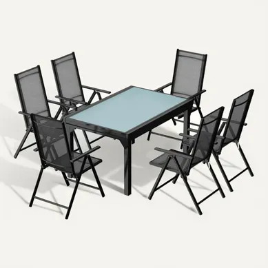 Brescia - Salon De Jardin 6 Places Extensible En Aluminium Gris Brescia - Salon De Jardin 6 Places Extensible En Aluminium Gris