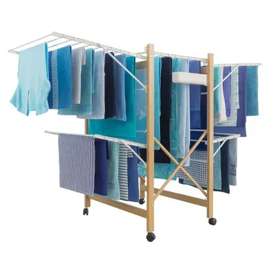 Séchoir À Linge Pliable Deluxe Capacité 27m Blanc Et Effet Bois Séchoir À Linge Pliable Deluxe Capacité 27m Blanc Et Effet Bois