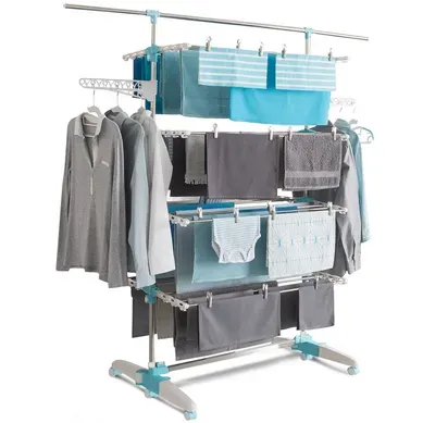 Séchoir à Linge Vertical Pliable 4 Niveaux Optimum Capacité 30m Avec Tringle Télescopique Blanc Et B Séchoir à Linge Vertical Pliable 4 Niveaux Optimum Capacité 30m Avec Tringle Télescopique Blanc Et B
