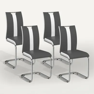 Lot De 4 Chaises Pia Grises Et Blanches Pour Salle à Manger Lot De 4 Chaises Pia Grises Et Blanches Pour Salle à Manger