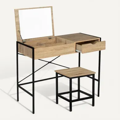 Coiffeuse Luis Miroir Rabattable Avec Tabouret Design Industriel Coiffeuse Luis Miroir Rabattable Avec Tabouret Design Industriel
