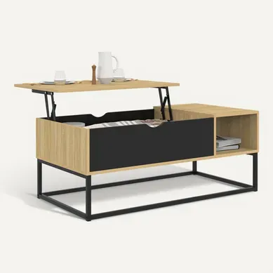 Table Basse Plateau Relevable Boston Avec Rangements Design Industriel Table Basse Plateau Relevable Boston Avec Rangements Design Industriel