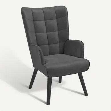 Fauteuil Scandinave Ania En Velours Gris Fauteuil Scandinave Ania En Velours Gris