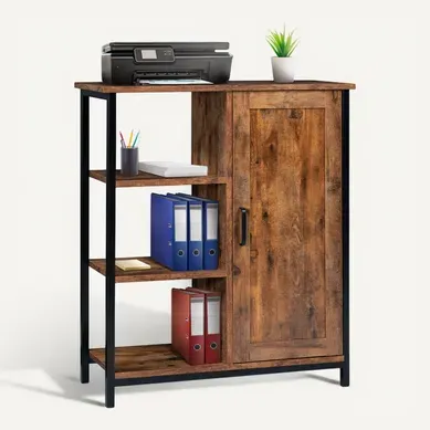 Buffet D'appoint 3 étagères Et Placard 70 Cm Dayton Effet Vieilli Design Industriel Buffet D'appoint 3 étagères Et Placard 70 Cm Dayton Effet Vieilli Design Industriel