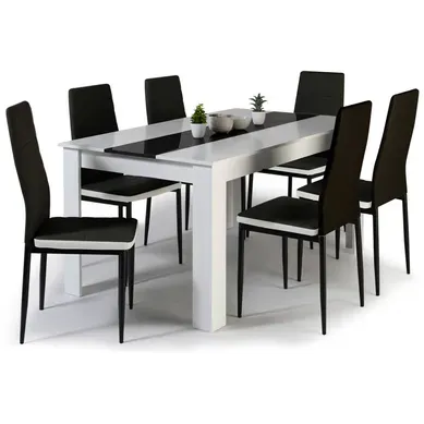 Ensemble Table À Manger Georgia 140 Cm Blanche Et Noire Et 6 Chaises Romane Noires Liseré Blanc Ensemble Table À Manger Georgia 140 Cm Blanche Et Noire Et 6 Chaises Romane Noires Liseré Blanc