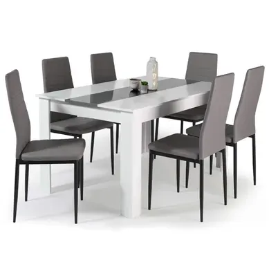 Ensemble Table À Manger Georgia 140 Cm Blanche Et Grise Et 6 Chaises Romane Grises Ensemble Table À Manger Georgia 140 Cm Blanche Et Grise Et 6 Chaises Romane Grises