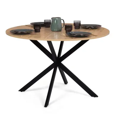 Table à Manger Ronde Alix 6 Personnes Pied Araignée Bois Et Noir 110 Cm Table à Manger Ronde Alix 6 Personnes Pied Araignée Bois Et Noir 110 Cm