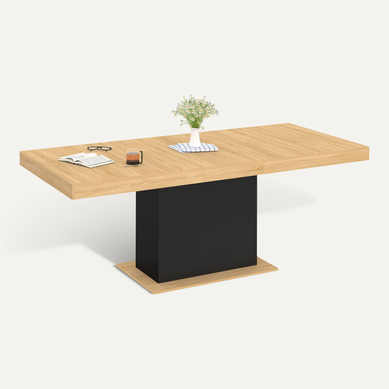 Table À Manger Extensible Rectangle Eden 6-10 Personnes Bois Et Noir 160-200 Cm Table À Manger Extensible Rectangle Eden 6-10 Personnes Bois Et Noir 160-200 Cm