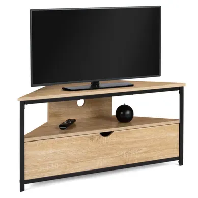 Meuble TV 100 Cm D'angle Detroit Avec Placard Design Industriel Meuble TV 100 Cm D'angle Detroit Avec Placard Design Industriel