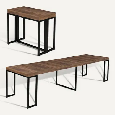Table Console Extensible Toronto 14 Personnes 300 Cm Bois Foncé Noyer Design Industriel Table Console Extensible Toronto 14 Personnes 300 Cm Bois Foncé Noyer Design Industriel