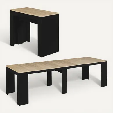 Table Console Extensible Orlando 14 Personnes 300 Cm Bois Noir Et Façon Hêtre Table Console Extensible Orlando 14 Personnes 300 Cm Bois Noir Et Façon Hêtre