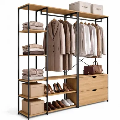 Dressing Modulable Double Penderie étagères Et 2 Tiroirs Detroit Design Industriel