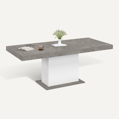 Table à Manger Extensible Rectangle Eden 6-10 Personnes Béton Et Blanc 160-200 Cm Table à Manger Extensible Rectangle Eden 6-10 Personnes Béton Et Blanc 160-200 Cm
